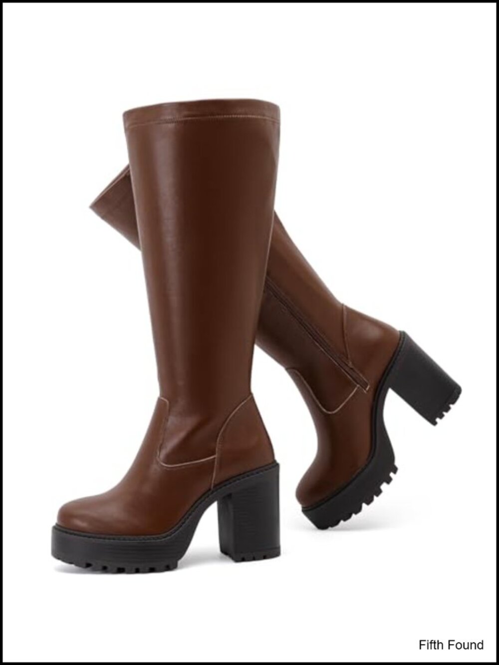 Women's Extra Wide Calf Knee High Boots Faux Leather Mid Heel